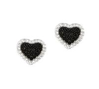 orecchini cuore Argento 925 pave' zirconi colorati bianchi nero verde blu donna
