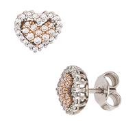 Orecchini Cuore Cuori 60 Diamanti Brillanti 585 Oro Bianco/Rosso Donna
