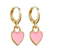 Orecchini Cuore Donna Rosa in Metallo, Design Delicato | Stile Estetico, Adatti a Feste e Riunioni in Famiglia, Gioiello Femminile dal Profilo Creativo
