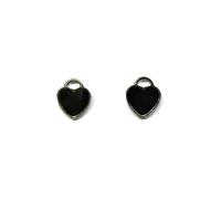 Orecchini Cuore in Argento 925 Smaltato Colori Rosso Nero Turchese