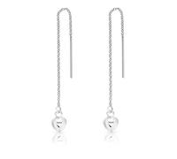 Orecchini Cuore - Orecchini Pendenti Argento 925 - Orecchini Donna Lunghi con Catena - Lunghezza 73 mm