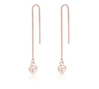 Orecchini Cuore Oro Rosa - Orecchini Pendenti Argento 925 Placcati Oro Rosa 18K - Orecchini Dorati - Orecchini Oro Rosa Lunghi con Catena - Lunghezza 73 mm