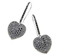 ORECCHINI CUORE PAVé ZIRCONI ARGENTO RODIATO ANALLERGICO ARVI GIOIELLI MONACHELL