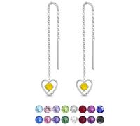 Orecchini Cuore Pendenti Argento 925 con Brillantini Punto Luce di Cristallo Opale 3 mm - Orecchini Donna Lunghi - Saliscendi Classici Eleganti Ipoallergenici