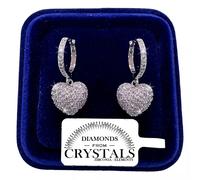 Orecchini Cuore Tempestato pl. Oro Bianco 18K con Cristalli Swarovski S/80