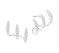 Orecchini curvi da donna, tripla pietre con accento a forma orecchio adatto per i pendolari e i look da festa Orecchini curvi tripla pietre con accento incorniciato per le orecchie