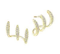 Orecchini curvi da donna, tripla pietre con accento a forma orecchio adatto per i pendolari e i look da festa Orecchini curvi tripla pietre con accento incorniciato per le orecchie