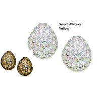 Orecchini CZ Pave In Argento O Oro Giallo 18kt A Mezza Luna Alta Qualità Nuovi