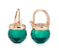 Orecchini d’oro rosé - gioielli per l’orecchio delle signore alla moda e in retroterra a sfera di cristallo verde
