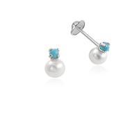 Orecchini da bambina con tormalina, in argento Sterling 925, con perla, dimensioni 5 x 7,5 cm Turmalina by Martina