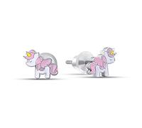 Orecchini da bambina di Luca Barra. Orecchini realizzati in acciaio con unicorni. La referenza è jo107