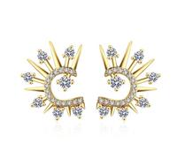 Orecchini da damigella d'onore, orecchini a perno da donna in oro con zirconia cubica, 15 x 18,6 mm, per sorelle, lauree, gioielli semplici