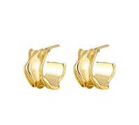 Orecchini da damigella d'onore, orecchini ad anello in oro a forma di C, per la festa della mamma, gioielli classici, 13x11MM, base placcata oro rosa, Nessuna pietra preziosa