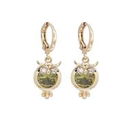 Orecchini da damigella d'onore, orecchini pendenti a forma di gufo con zirconia cubica, 10 x 30 mm, per donne e balli scolastici, 10x30MM, base placcata oro rosa, Zirconia cubica