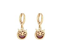 Orecchini da damigella d'onore, orecchini pendenti in oro con zirconia cubica, ciondolo a forma di gufo, per donne, gioielli di compleanno, Red, base placcata oro rosa, Zirconia cubica