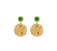 Orecchini da damigella d'onore, orecchini pendenti in oro con zirconia cubica, rotondi, 32 x 21 mm, per donne, gioielli semplici per laurea, 32x21MM, base placcata oro rosa, Zirconia cubica