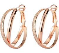 Orecchini da donna a 2 strati opachi orecchini rotondi in argento placcato da donna, gioielli in oro rosa, il buono e il cattivo