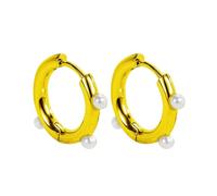 Orecchini da donna a cerchio, con perle dorate, 21 mm, per festa della mamma, gioielli, Cuivre de forme ronde, Rame, Perla