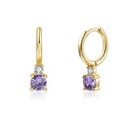 Orecchini da donna, a cerchio, in argento Sterling S925, con zirconi, colore: nero, Lila, Argento sterling, Zirconia cubica