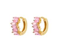 Orecchini da donna, a cerchio, in argento Sterling S925, eleganti zirconi rosa, per gioielli di compleanno, Stil 2, Argento sterling, Zirconia cubica