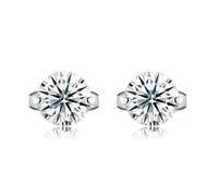 Orecchini da donna, a chiodo da donna, in argento 925, con zirconia cubica rotonda, 5 x 10 mm, per San Valentino, gioielli