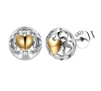 Orecchini da donna, a chiodo in argento 925, con cuore cavo, 55 x 9 mm, per fidanzamento