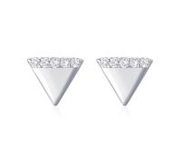 Orecchini da donna, a chiodo in argento 925, con zirconi cubici, forma triangolare, 6 x 7,7 mm, per gioielli di laurea