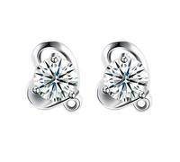 Orecchini da donna, a chiodo in argento 925, con zirconia cubica, cuore, 5 x 5 mm, per la festa del papà