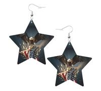 Orecchini da donna a forma di aquila calva nordamericana, orecchini pendenti a forma di stella scintillante, gioielli alla moda per una serata fuori, One Size, Pelle