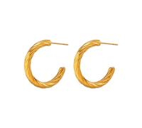 Orecchini da donna a forma di C geometrici, a forma di C, minimalisti, in acciaio al titanio dorato, orecchini a polsino aperto di lusso, resistenti allo sbiadimento, gioielli per tutti i giorni, 24 x
