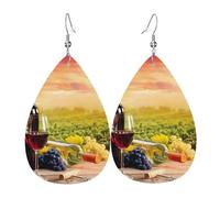 Orecchini da donna, a forma di calice di vino rosso, in pelle, colorati, alla moda, orecchini a goccia