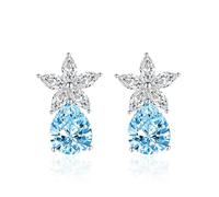 Orecchini da donna, a forma di chiodo per le orecchie, in argento 925, giallo con zirconia cubica a goccia, 15,9 x 9,5 mm, per gioielli di laurea, rame + argento 925, Zirconia cubica