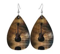 Orecchini da donna a forma di chitarra musicale, orecchini pendenti a forma di stella, gioielli chic per celebrazioni, One Size, Pelle