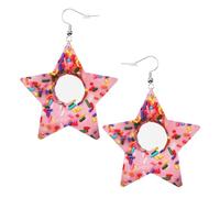 Orecchini da donna a forma di ciambella a forma di fragola, orecchini pendenti a forma di stella scintillante, gioielli alla moda per una serata fuori, One Size, Pelle