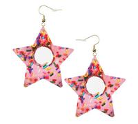 Orecchini da donna a forma di ciambella a forma di fragola, orecchini pendenti a forma di stella scintillante, gioielli alla moda per una serata fuori, One Size, Pelle