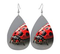 Orecchini da donna a forma di coccinella rossa, orecchini pendenti a forma di stella, gioielli chic per celebrazioni, One Size, Pelle