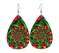 Orecchini da donna a forma di coccinella rossa, orecchini pendenti a forma di stella, gioielli chic per celebrazioni, One Size, Pelle