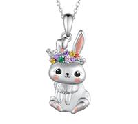 Orecchini da donna a forma di coniglietto pasquale, in argento Sterling 925, 4° JuliDangle festa della mamma, Natale, vera perla di conchiglia, Taglia unica, Metallo, Non pietra preziosa