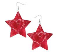 Orecchini da donna a forma di cuore, con fiore e stella scintillante, gioielli alla moda per una serata fuori, One Size, Pelle