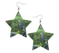 Orecchini da donna a forma di farfalla con colibrì, orecchini pendenti a forma di stella scintillante, gioielli alla moda per una serata fuori, One Size, Pelle