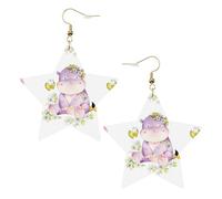 Orecchini da donna a forma di farfalla, orecchini pendenti con stella scintillante, gioielli alla moda per una serata fuori, One Size, Pelle