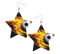 Orecchini da donna a forma di fiamma, scintillanti orecchini pendenti a forma di stella, gioielli alla moda per una serata fuori, One Size, Pelle