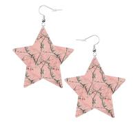 Orecchini da donna a forma di foglie rosa mimetiche, orecchini pendenti a forma di stella scintillante, gioielli alla moda per una serata fuori