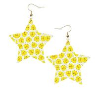 Orecchini da donna a forma di gallina, con ciondolo a forma di stella scintillante, gioielli alla moda per una serata fuori, One Size, Pelle