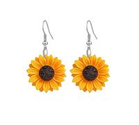 Orecchini da donna a forma di girasole a forma di margherita, realizzati a mano, in resina, senza pietre preziose