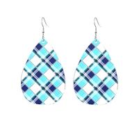 Orecchini da donna a forma di goccia d'acqua, a forma di scacchiera, a quadri arancioni, a quadri verdi e bianchi, blu navy, accessori alla moda