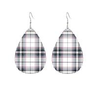 Orecchini da donna a forma di goccia d'acqua, accessori alla moda, in tartan scozzese rosso, blu e nero, in tartan scozzese rosso, blu e nero