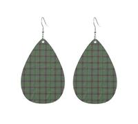 Orecchini da donna a forma di goccia d'acqua, accessori alla moda, variante tartan scozzese Sinclair Clan Hunting, grigio chiaro, avorio, neutro, rustico