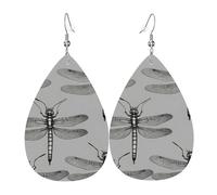 Orecchini da donna a forma di libellula, colore grigio, orecchini pendenti a forma di stella, eleganti gioielli pendenti per celebrazioni, One Size, Pelle