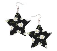 Orecchini da donna a forma di margherita, orecchini pendenti a forma di stella, gioielli alla moda per una serata fuori, One Size, Pelle